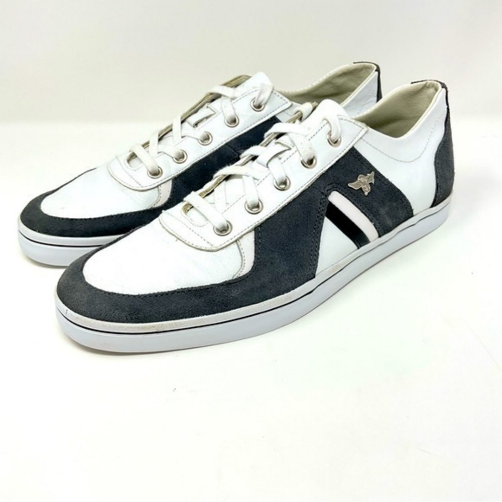 Men’s Creative Milano White Leather and Gray Suede Sneakers Size 9.5